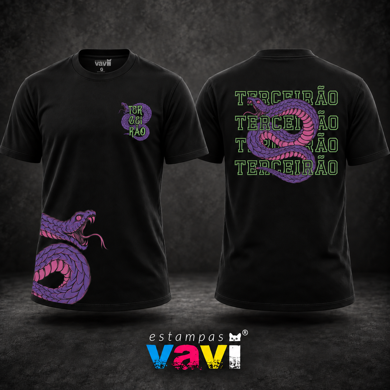 Serpente Roxa com Letras Verdes
