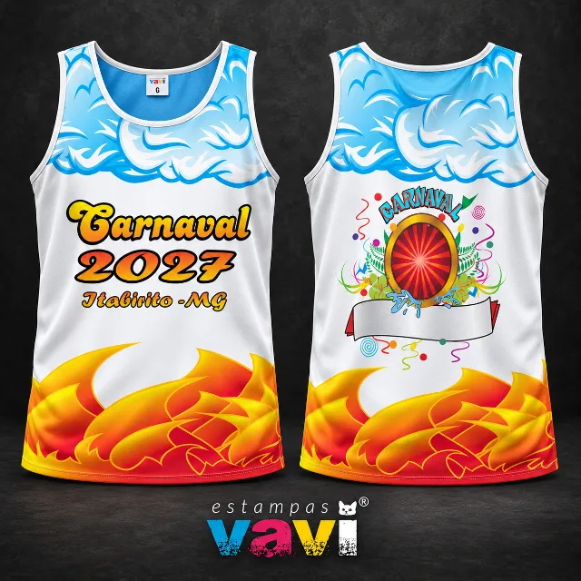 Ondas Azuis e Laranja com Emblema de Carnaval