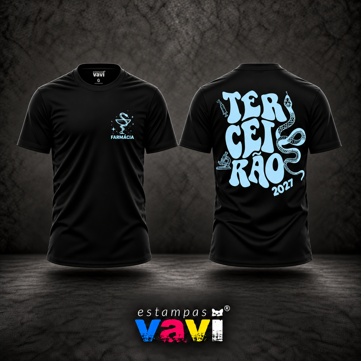 Terceirão - Serpente e Letras Azul Claro