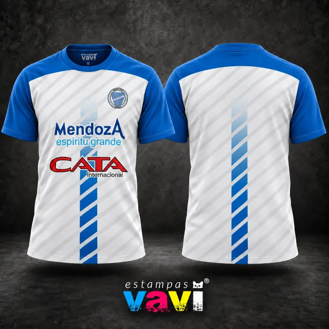 Godoy Cruz - Listras Diagonais Claras com Faixa Azul Central