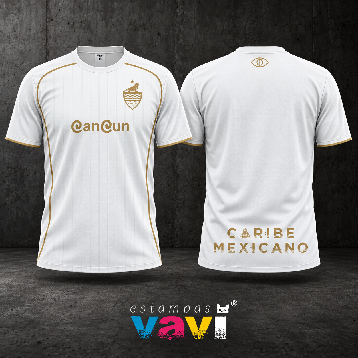 Cancún - Branco com Escudo e Detalhes Dourados