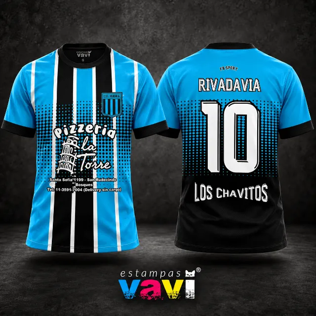Rivadavia - Listras Azuis e Pretas com Pontos em Degradê