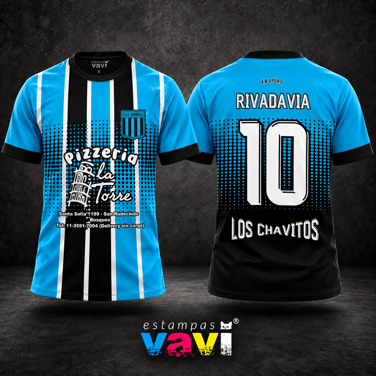 Rivadavia - Listras Azuis e Pretas com Pontos em Degradê
