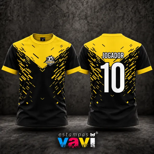 Grafismos Diagonais Amarelos e Pretos com Escudo