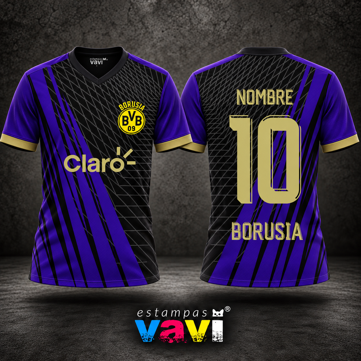 Borussia Dortmund - Listras Roxas e Detalhes Dourados - Padrão