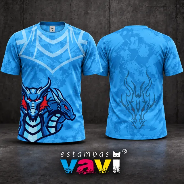Dragão Azul com Armadura e Textura Pincelada