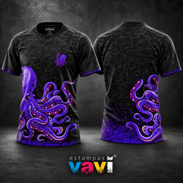Nonão - Polvo Roxo com Fundo de Tentáculos