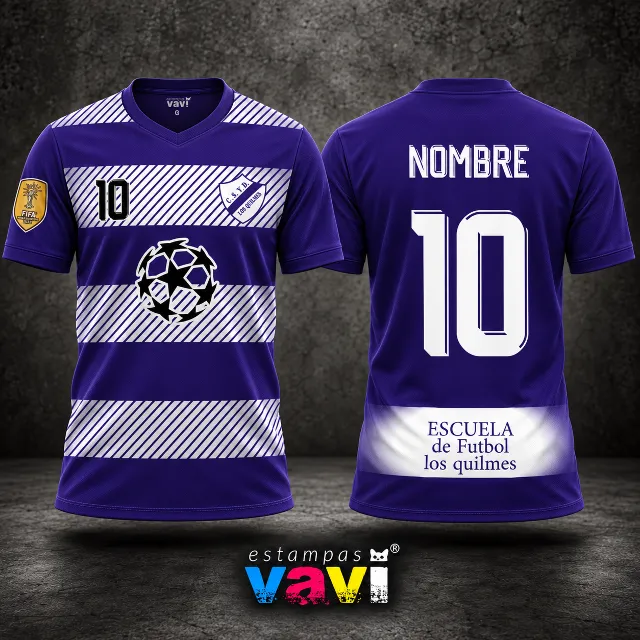 Escuelita Los Quilmes - Faixas Brancas sobre Roxo - Faixas Hachuradas