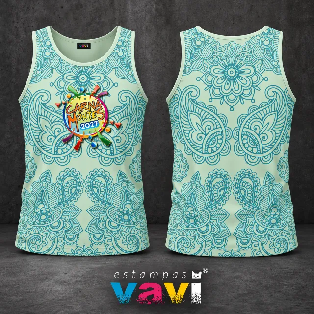 Carna Montes com Confetes Coloridos - Menta com Paisley Turquesa