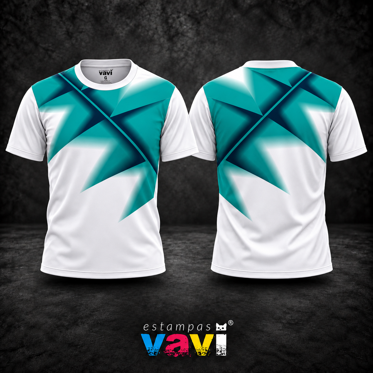 Pontas Geométricas Verdes em Fundo Branco