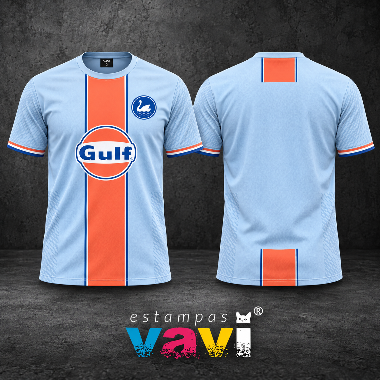 Swansea - Azul Claro com Faixa Coral e Cisne