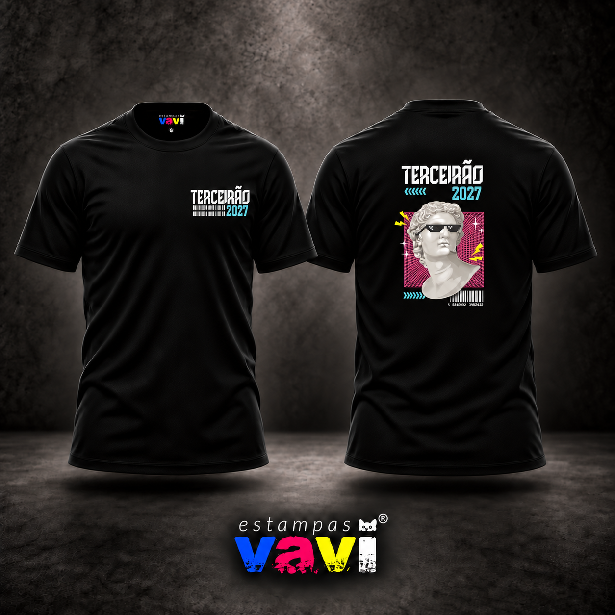 Terceirão - Busto Clássico com Óculos Escuros · cores de processo CMYK