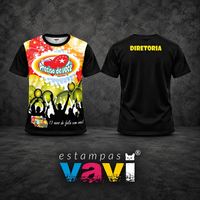 Preciso de Você com Coração e Silhuetas em Festa - Camiseta Diretoria