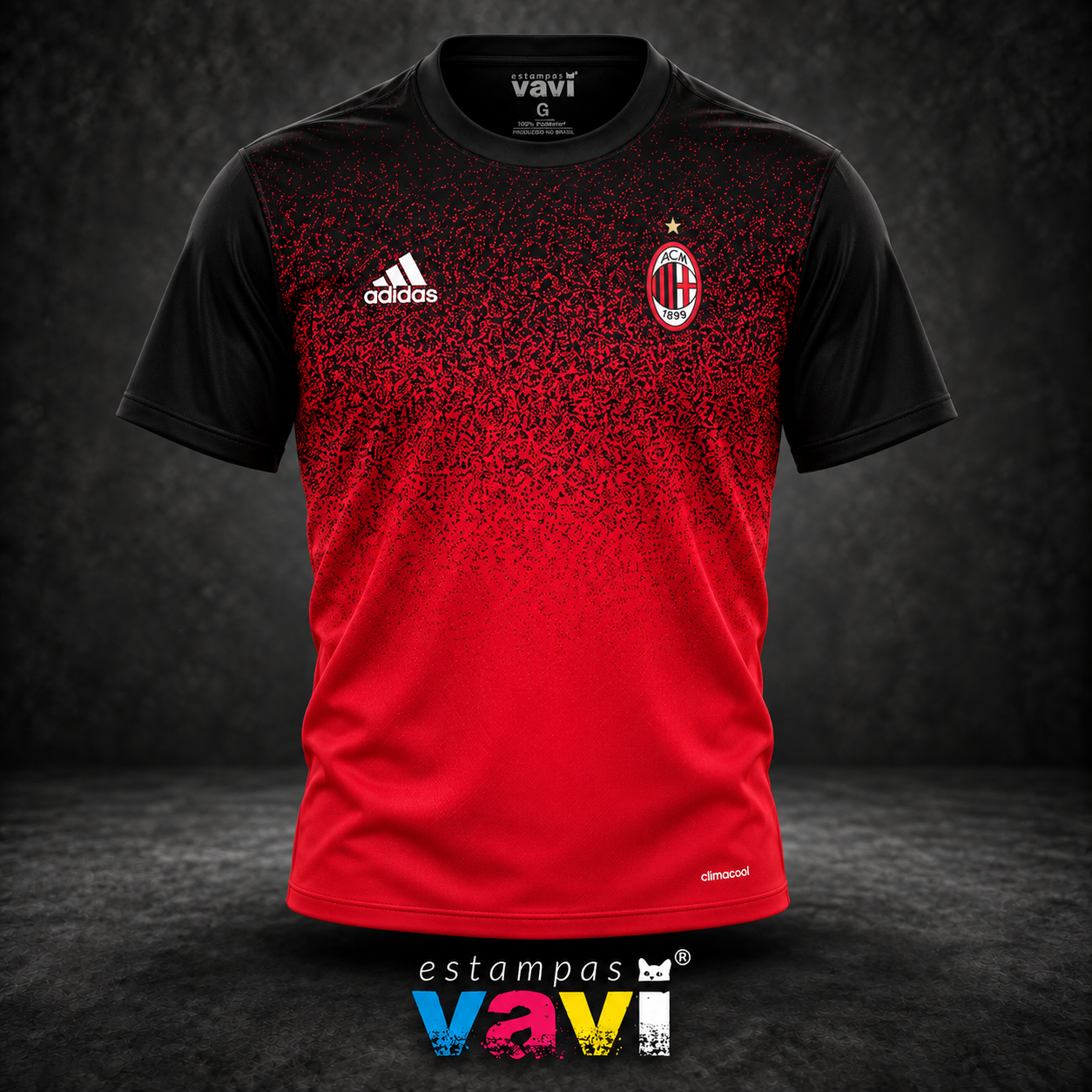 Milan - Degradê Pontilhado Preto e Vermelho