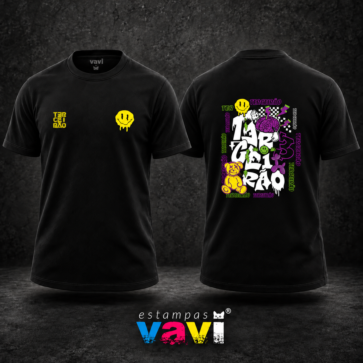 Colagem com Urso Amarelo e Cérebro Roxo