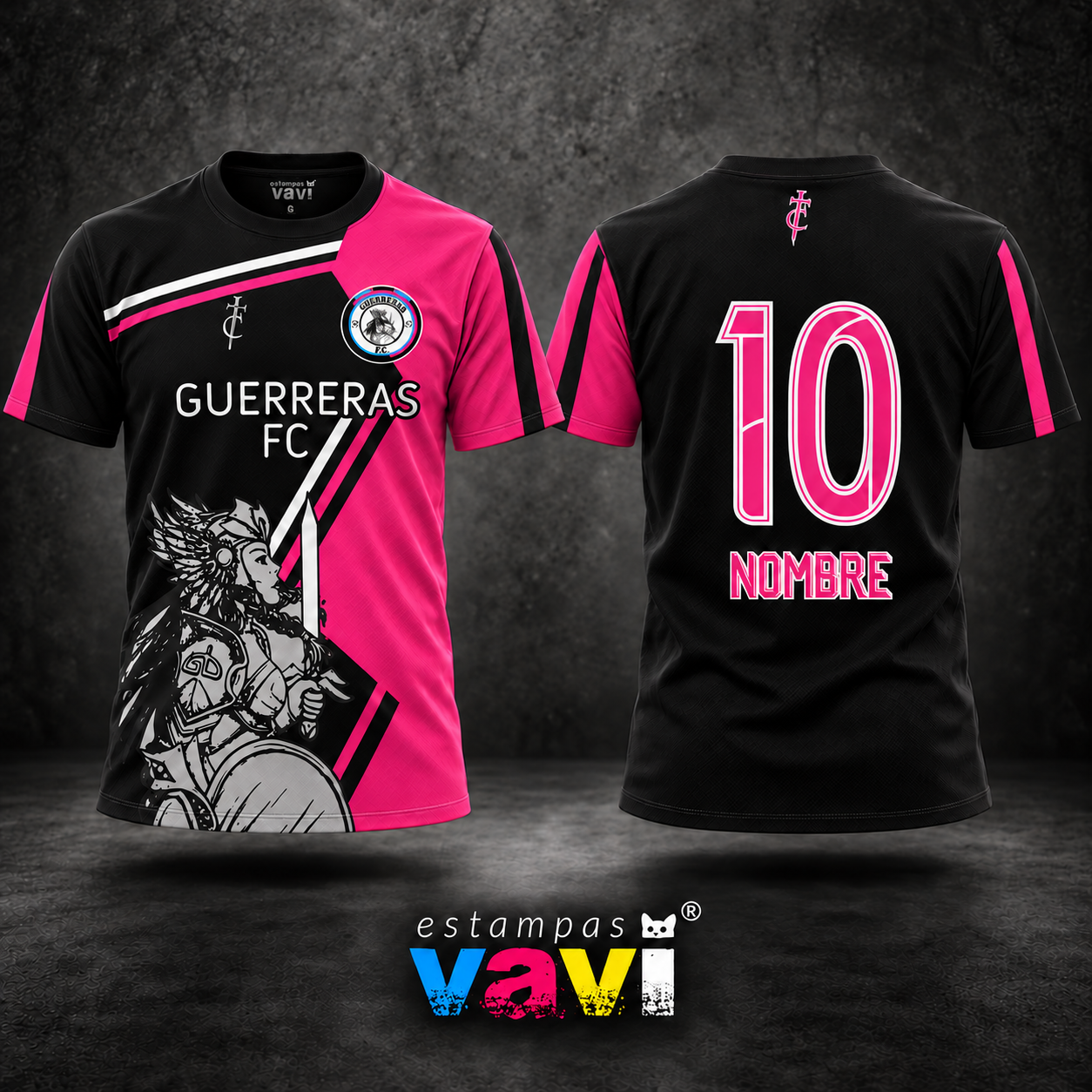 Guerreras FC - Guerreira com Faixas Rosa e Pretas