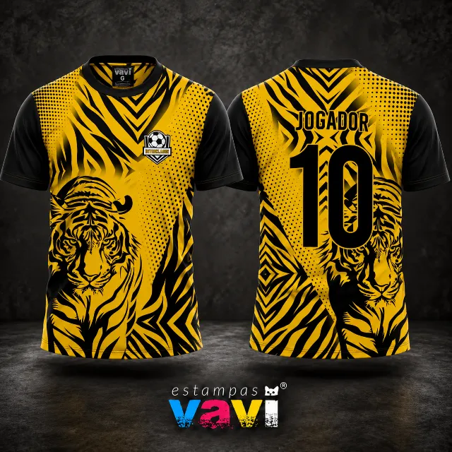 Tigre Preto com Listras Geométricas e Pontilhado Amarelo