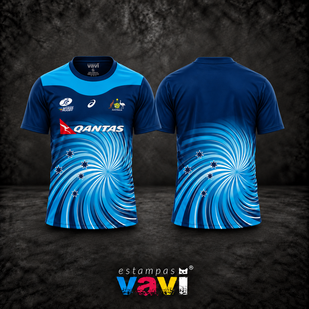 Austrália - Azul com Espiral e Qantas